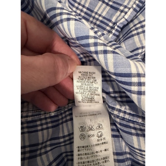 Frank & Eileen Luke Blue White Plaid Button Up Size Small - Picture 6 of 6